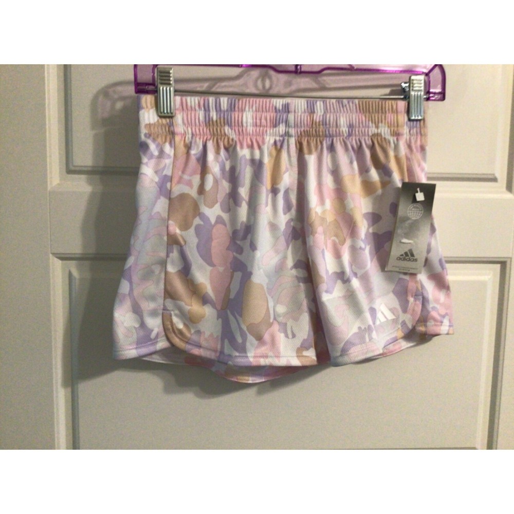 New Adidas Girls Aeroready Shorts Athletic Lined Drawstring Sz L/14
